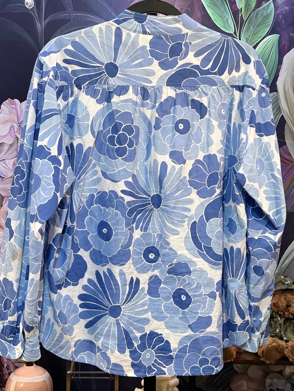 ZARA M 100% Cotton Blouse Fairycore Boho Coastal Floral Print Button Front Top - Picture 2 of 5